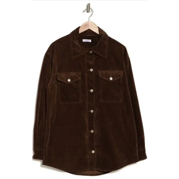 Good American‎ Brown Corduroy Shacket Xl/xxl 4/5 Womens NWT button Up W/Pockets - Picture 3 of 11
